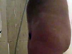 spying woman in the shower