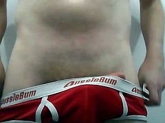 Fat uncut cock underwear cum