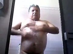 Daddy having shower