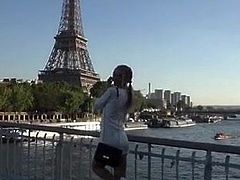 Sexy tranny in short dress walking Paris