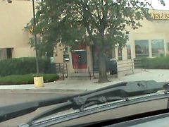 red dress at bank