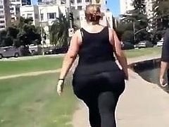 Fat butt walking the waterfront.