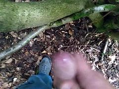 Me pissing and cumming in the Woods