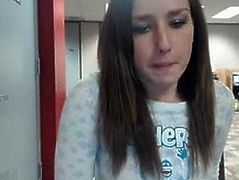 Teen Girl Strips And Rubs In Library