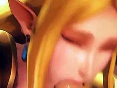 Princess Zelda shares cock and cum with friend