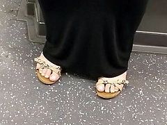Candid feet - mature woman