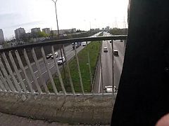 Flashing cock on the highway bridge