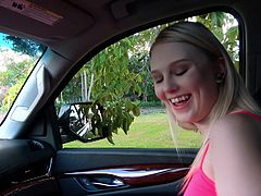 This blonde babe, Lily Rader, knows the best way to pay for the fare and to express gratitude. She pulls driver's thick dick out of his pants and starts to suck on it... Check it out now, you won't be disappointed!