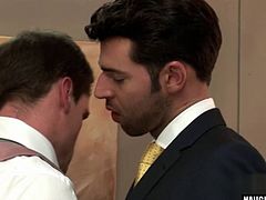 Hot gay anal and cumshot in the office