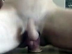 Anal ride on dildo and orgasm