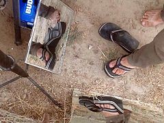 ( vid 1 )wearing cumed sandals