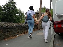 Tight White Trousers Round Young Arses Street Candid 1