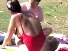 Sideboob big ass bikini milf