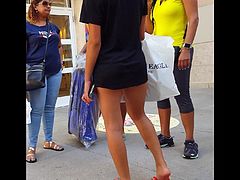 Candid voyeur short hot volleyball teen shopping tight body