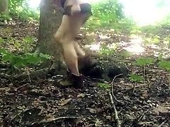 Playing in woods at campground