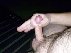 Full nude cum on public bench erection