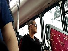 Old bitty watches bulge on bus