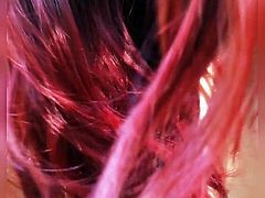 Chilean redhead rides outdoors