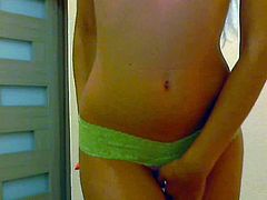 My striptease in green lace lingerie
