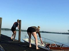 2 Hotties in Shorts Boating and Bending