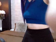 Sexy teen Violet with sexy glasses for threesome party