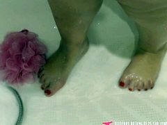 French BBW MILF feet fetish - Shower and Soap - Amateur