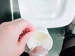 Asian CD slut gargle and drink her pee