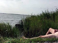 Masturbate alone by the lake