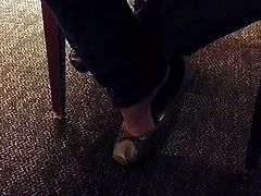 Wifes Silver Flats Foot Show and Then A Cock Massage Footjob