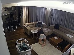 A woman cleans the apartment