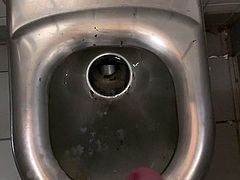 Cumshot in public toilet