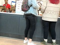 College Chick in Yoga Pants at Chick-Fil-A