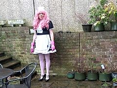 Maid Alison - Wearing Rubber Gloves - Pink inside and out