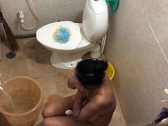 Unaware Muslim wife in shower