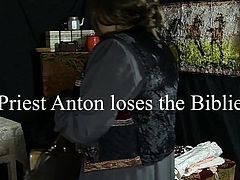 Priest Anton leaves his Bible behind