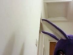 bunny mask sucking dildo