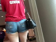 White Girl In Tighty Jean Shorts