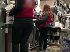 Juicy Ass and Hips Ladder Clerk Pawg Milf Redhead