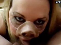 Miss piggy, my trained slave knows how to train my big dick. She does everything to pleas her master. She is a passionate dick sucker and cum sluper. From our private BDSM archive.