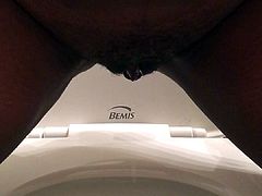 Ebony wife squat and pee for me