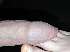 Rubbing cock on sexy toes, no cum shot, sexy feet