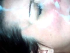 My wife's friend gets a huge facial from me
