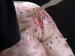 GORGEOUS MASTER POURS HOT WAX ALL OVER HER BIG SPANKED ASS
