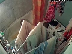 Hidden Cam of two sisters, eldest in the shower