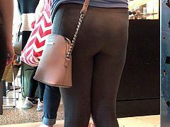 Teen in (see through) leggings with VPL
