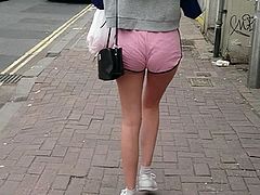 Candid Little Arse Teen - Tiny Shorts Smooth Legs - VPL