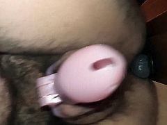 Leaking Dildo while in chastity