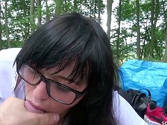 18yr old GERMAN COLLEGE TEEN Seduce to Fuck in Forest