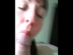 Mature housewife sucking my cock while her hubby is at work