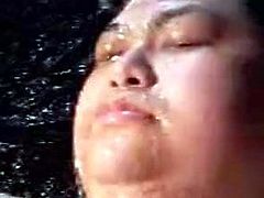 Fat Jap cum dump pig Shino was pissed on piggy ugly face